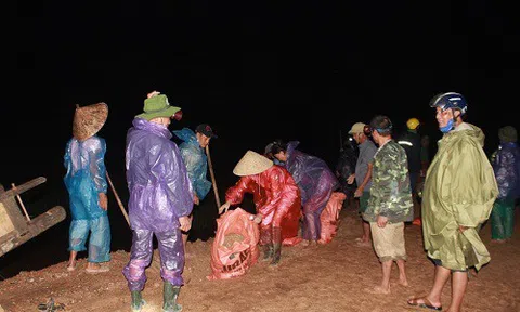 Hà Tĩnh: Huy động gần 400 người đắp đê chống lũ trong đêm